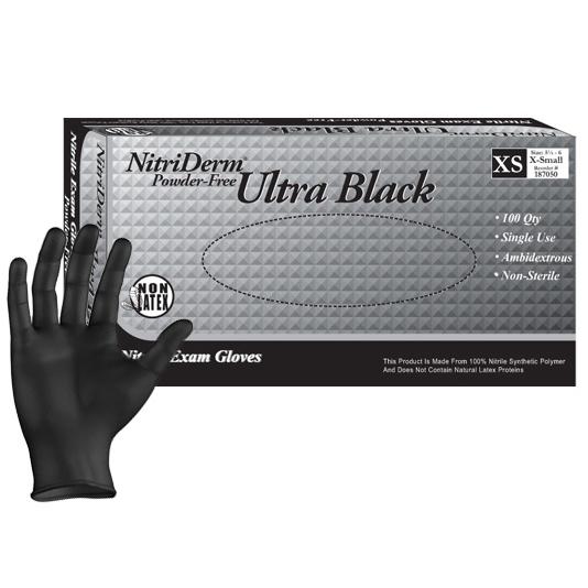 nitrile gloves in black