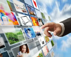 hand reaching for screen